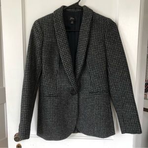 Never warn- J.Crew Houndstooth grey/slate blue blazer.